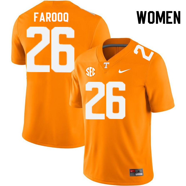 Women #26 Edrees Farooq Tennessee Volunteers College Football Jerseys Stitched-Orange